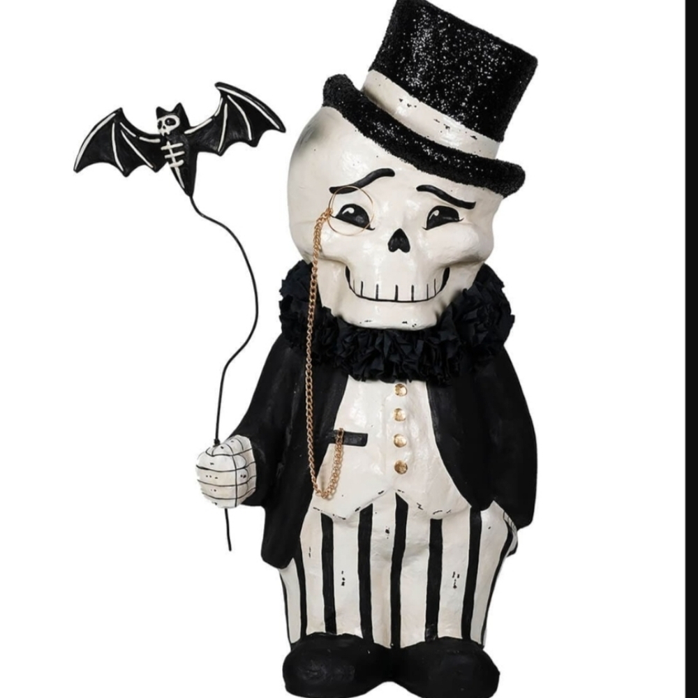 Bethany Lowe Dapper Desmond‎ Skelly Skeleton Striped Halloween Figurine